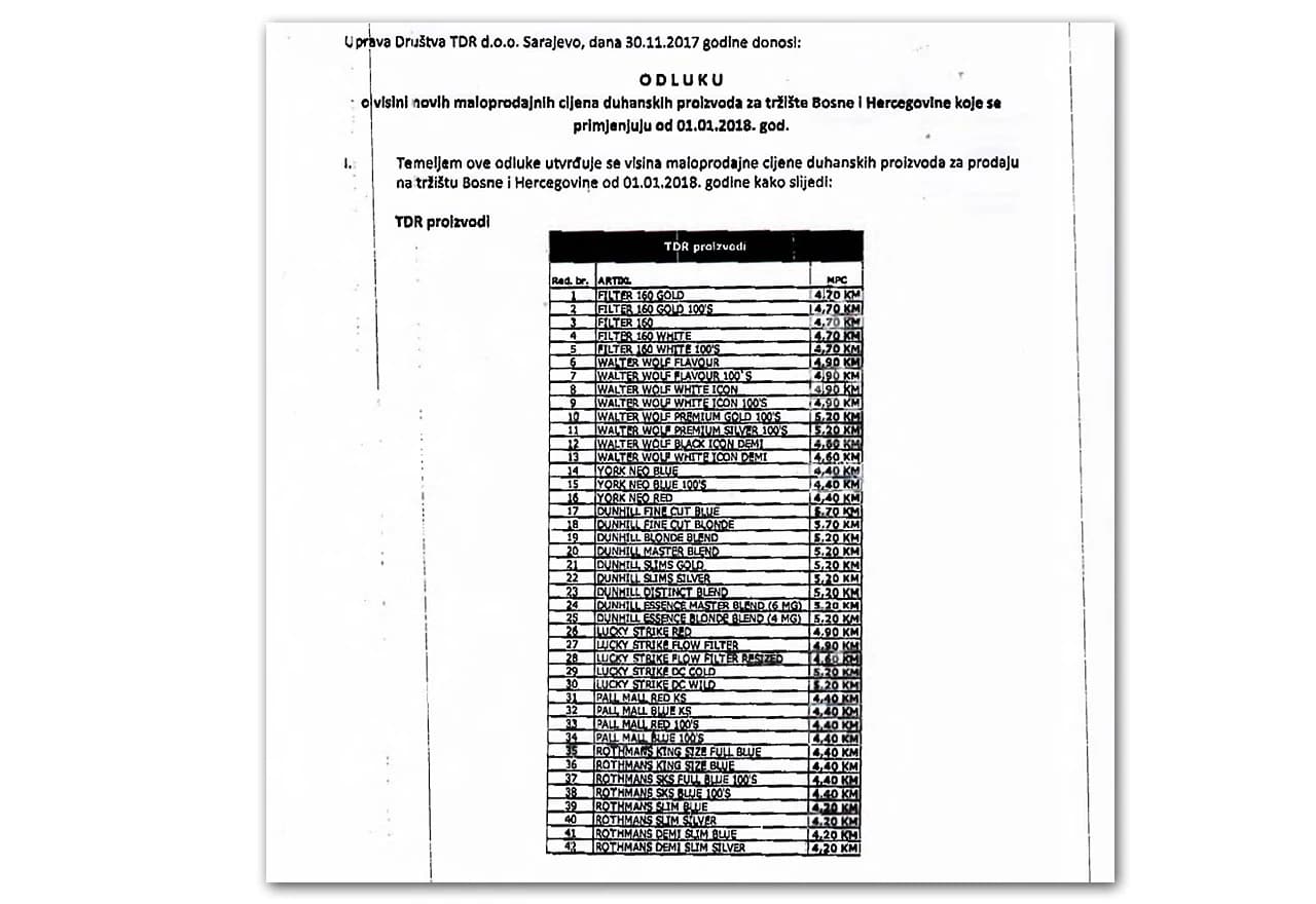 Dokument iz Uprave za neizravno oporezivanje