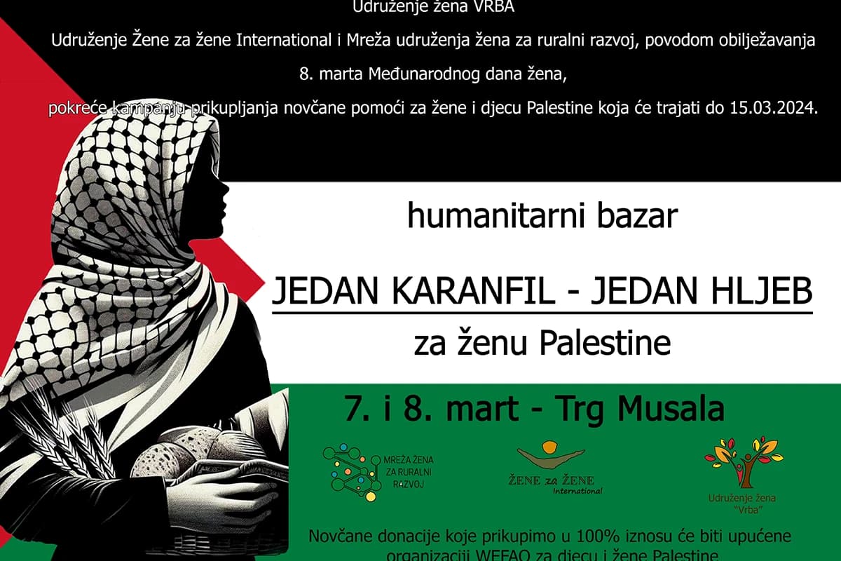 U Mostaru humanitarni prodajni bazar 'Jedan karanfil – jedan hljeb za ženu Palestine'
