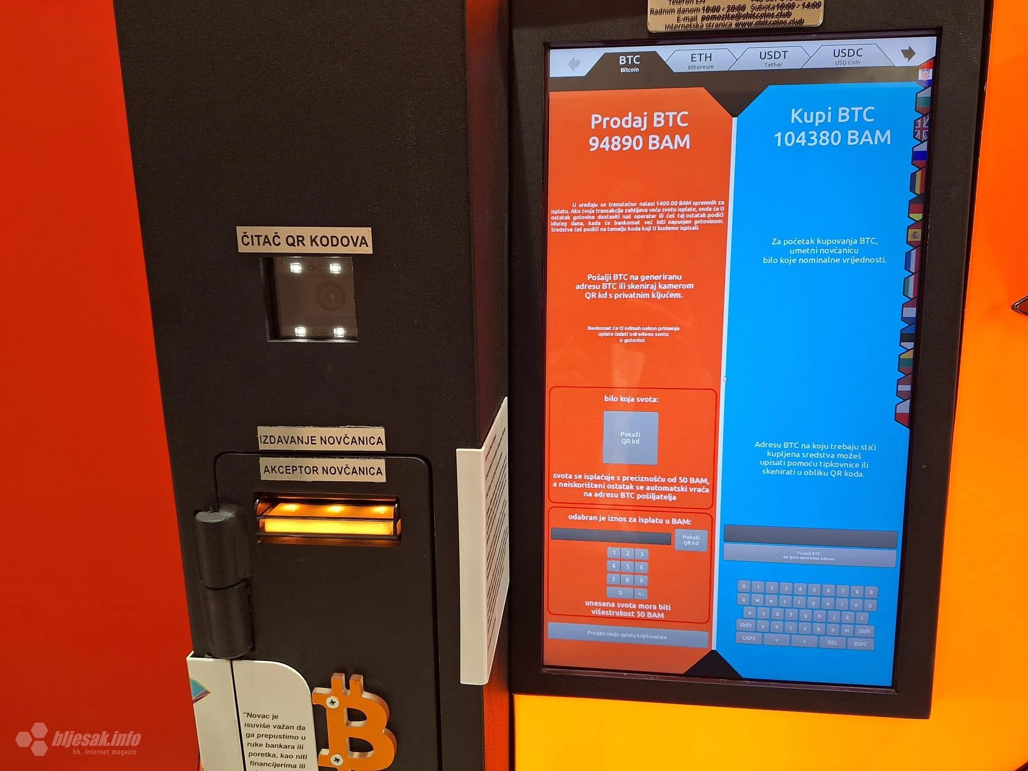 Prvi Bitcoin bankomat u Mostaru omogućava građanima trgovinu kriptovalutama