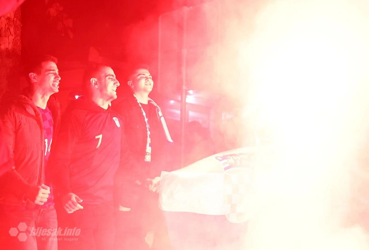 Proslava pobjede Hrvatske u Mostaru