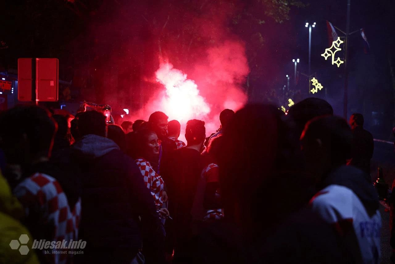 Proslava pobjede Hrvatske u Mostaru