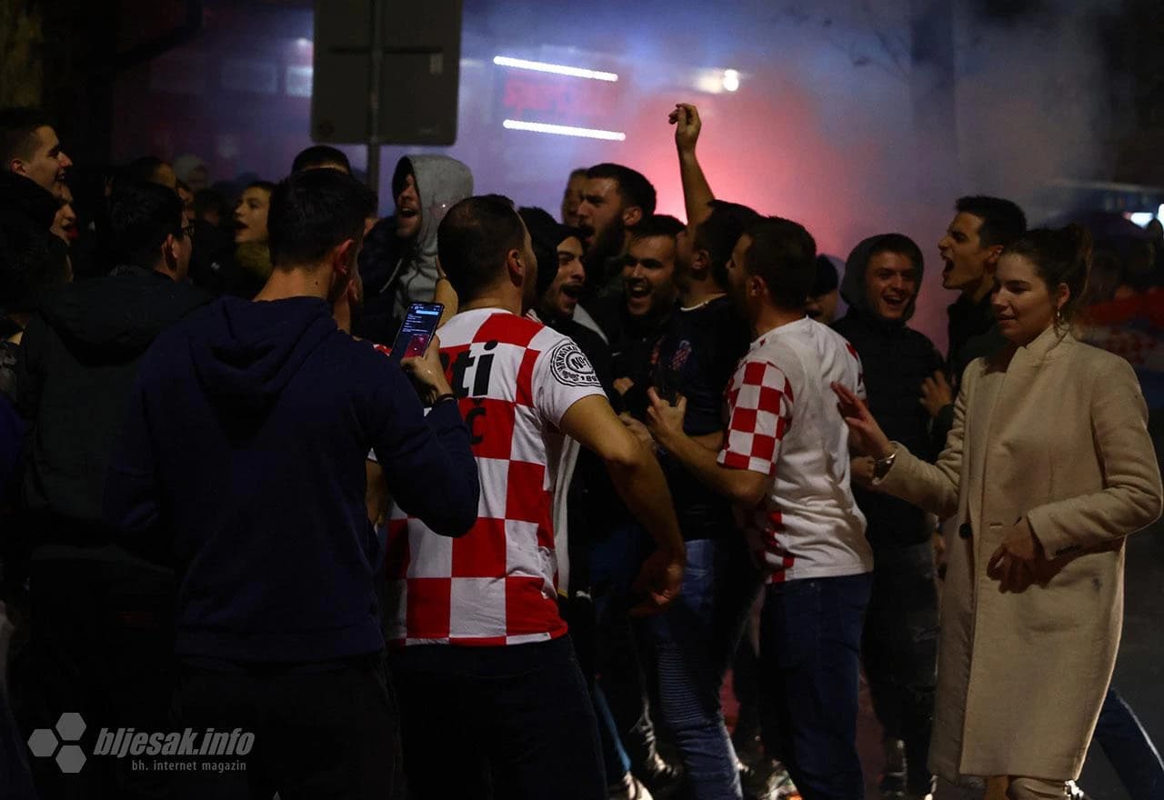 Proslava pobjede Hrvatske u Mostaru