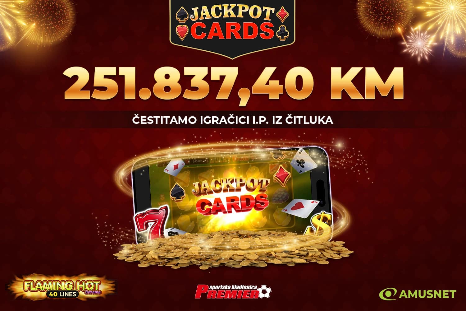 Čitlučanka osvojila Jackpot od 251.837,40 KM u Premier kladionici