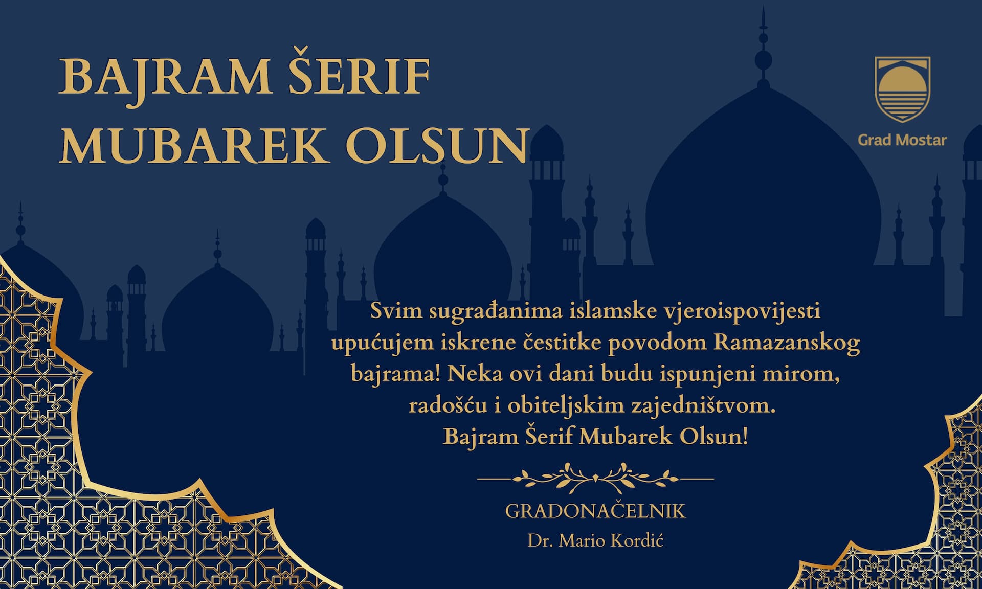 Čestitka gradonačelnika Kordića