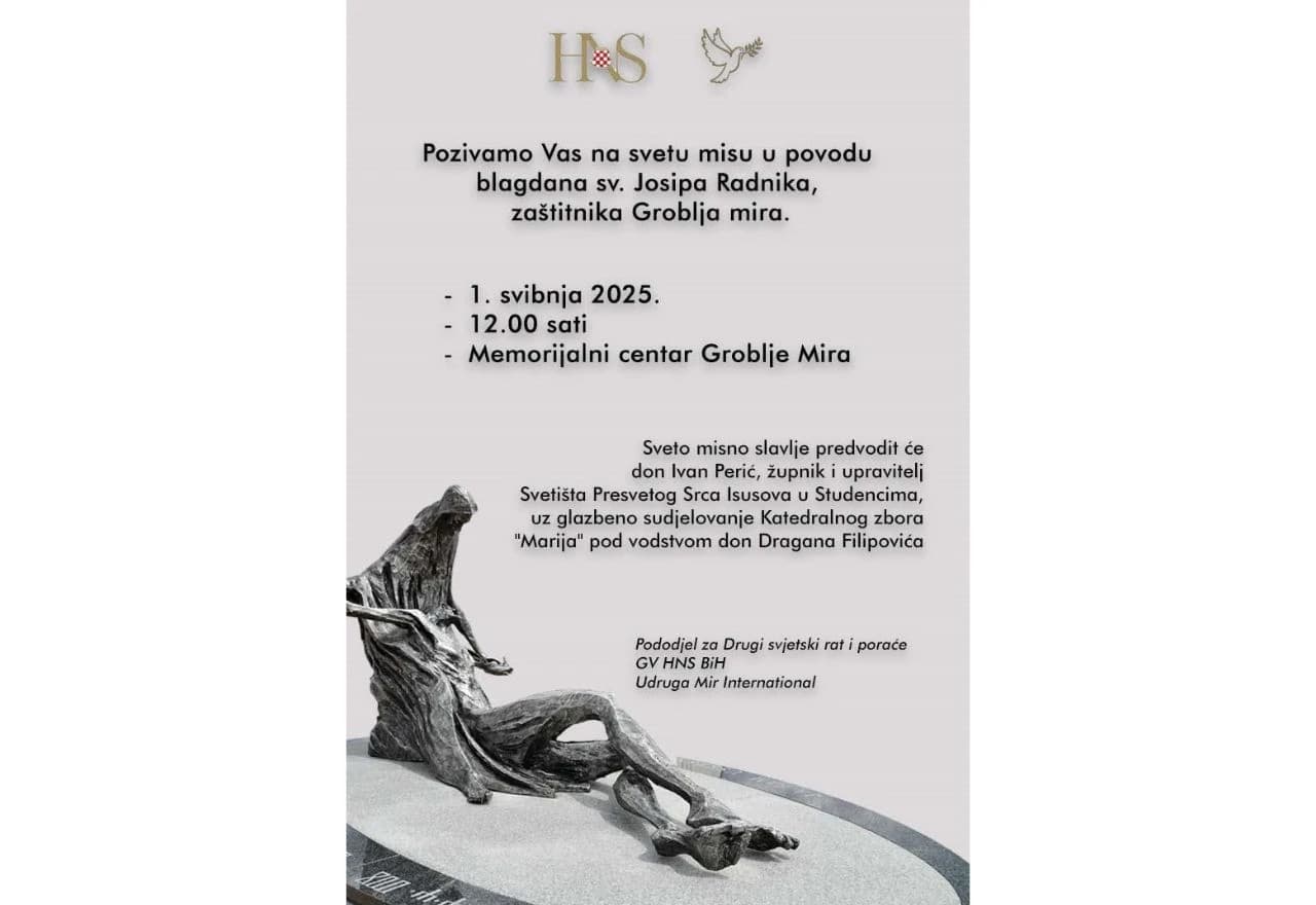 Poziv na svetu misu na Groblju mira na Bilima