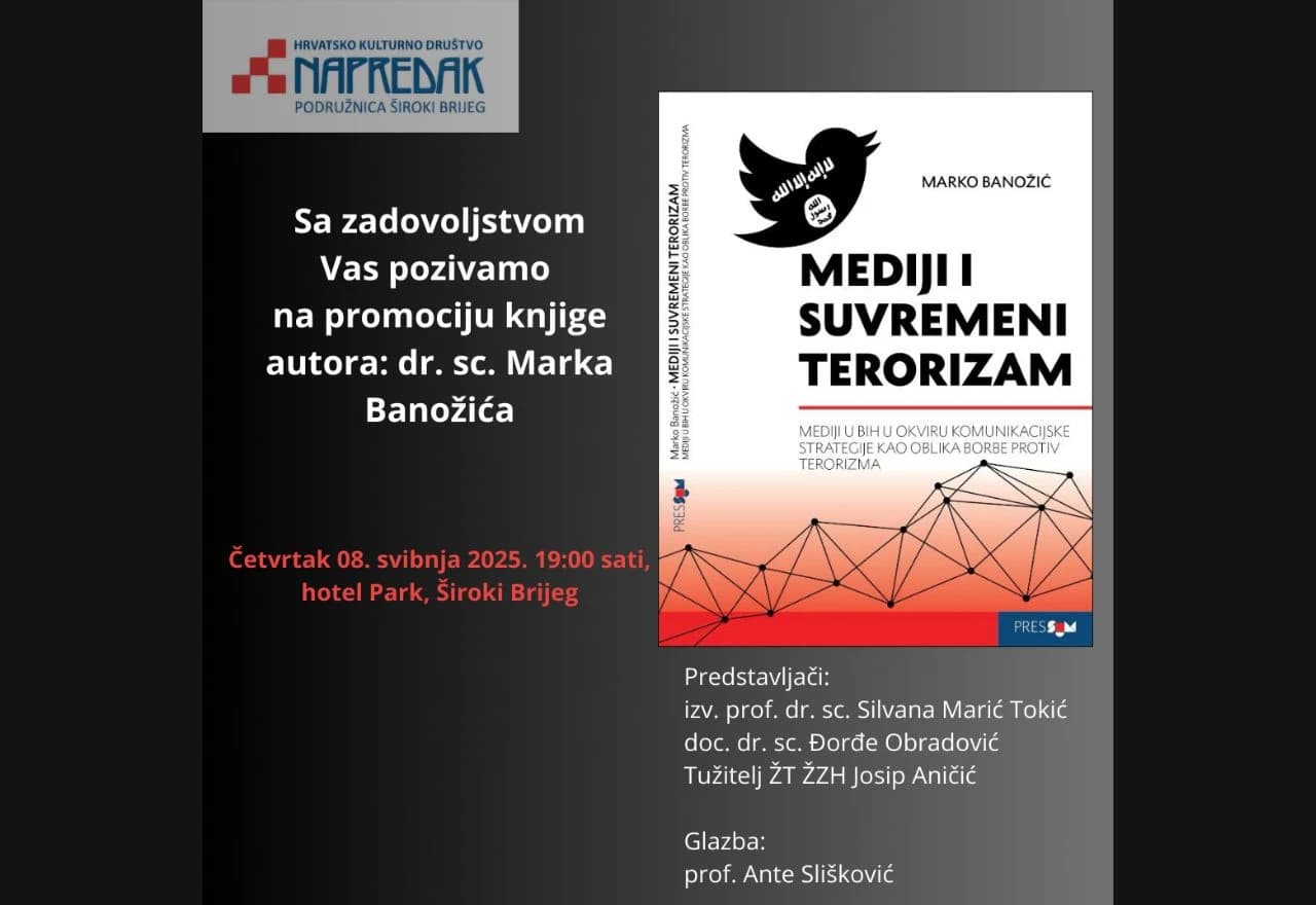 Poziv za promociju knjige ''Mediji i suvremeni terorizam''
