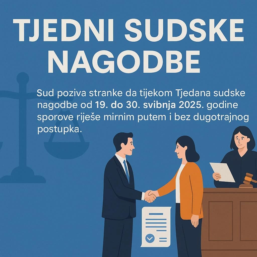 Od 19. svibnja počinju Tjedni sudske nagodbe