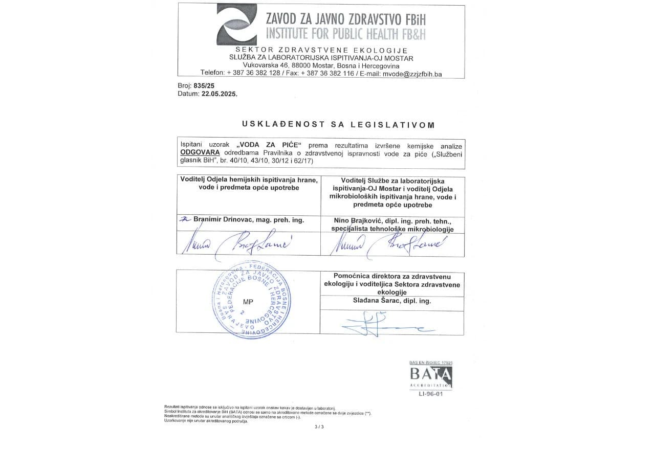 Usklađenost sa legislativom Zavod za javno zdravstvo FBiH