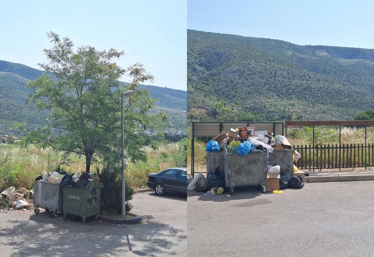 Neispražnjeni kontejneri u Dolini Sunca u Mostaru