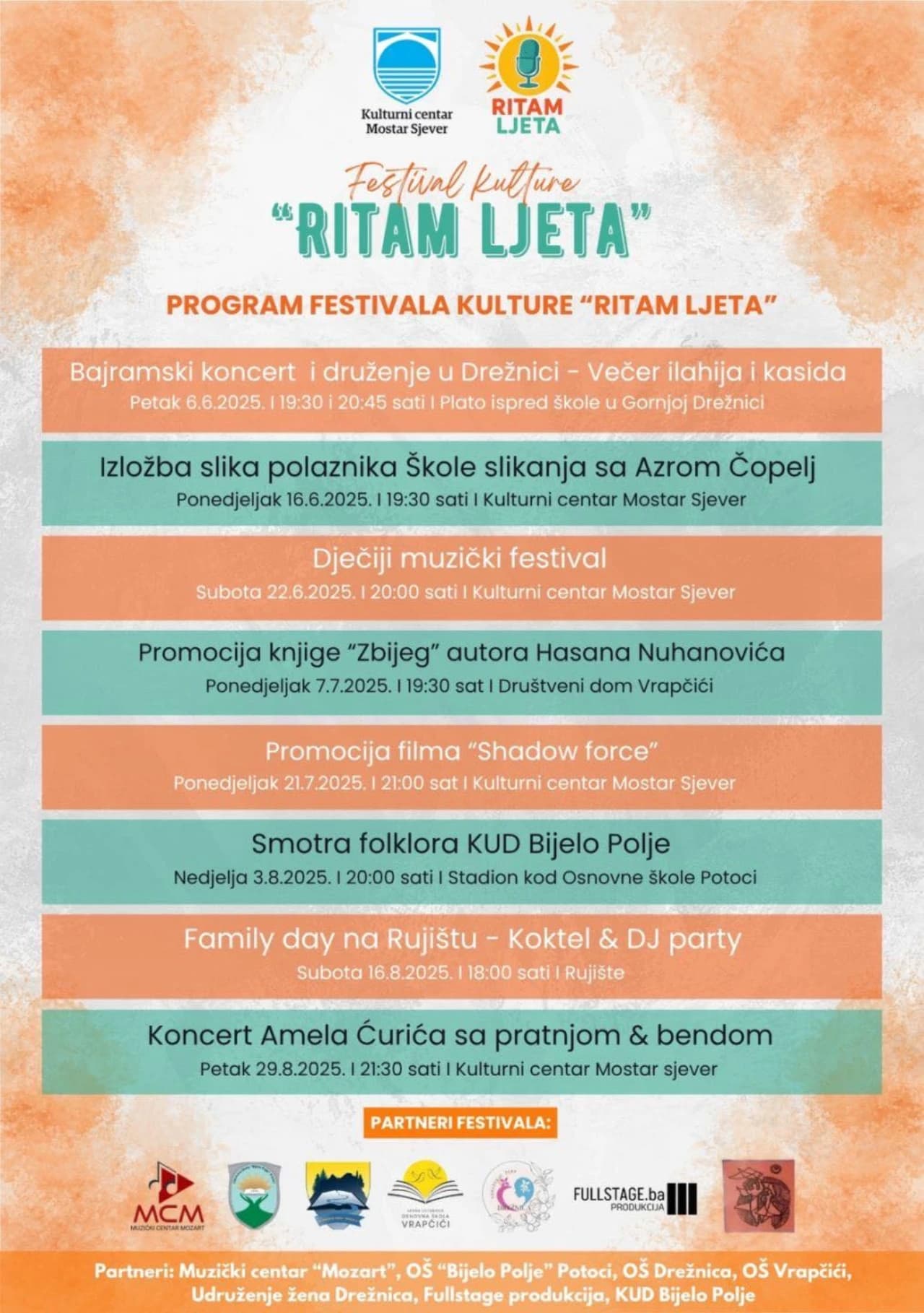 Program Festivala kulture "Ritam ljeta"