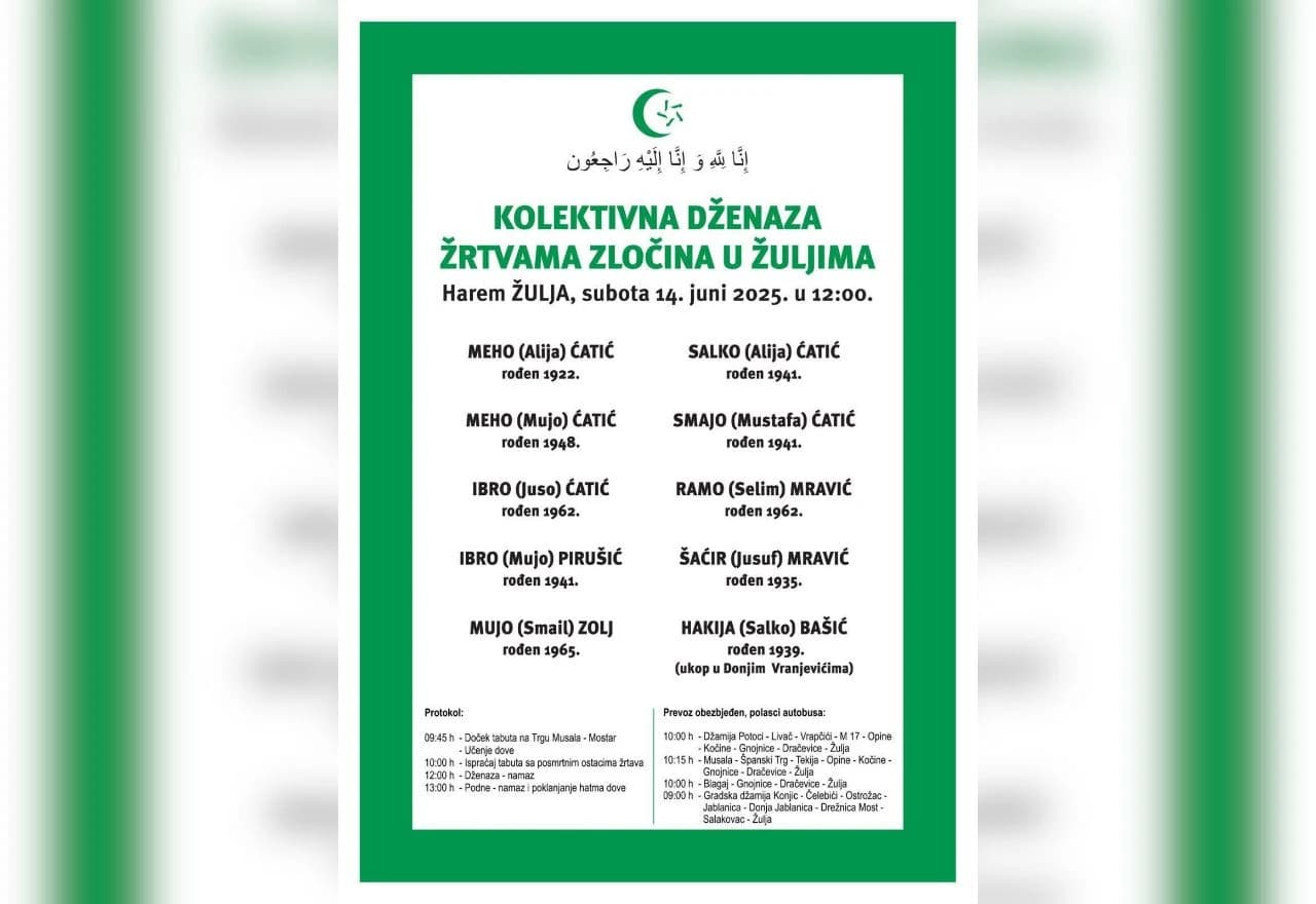 Kolektivna dženaza žrtvama zločina