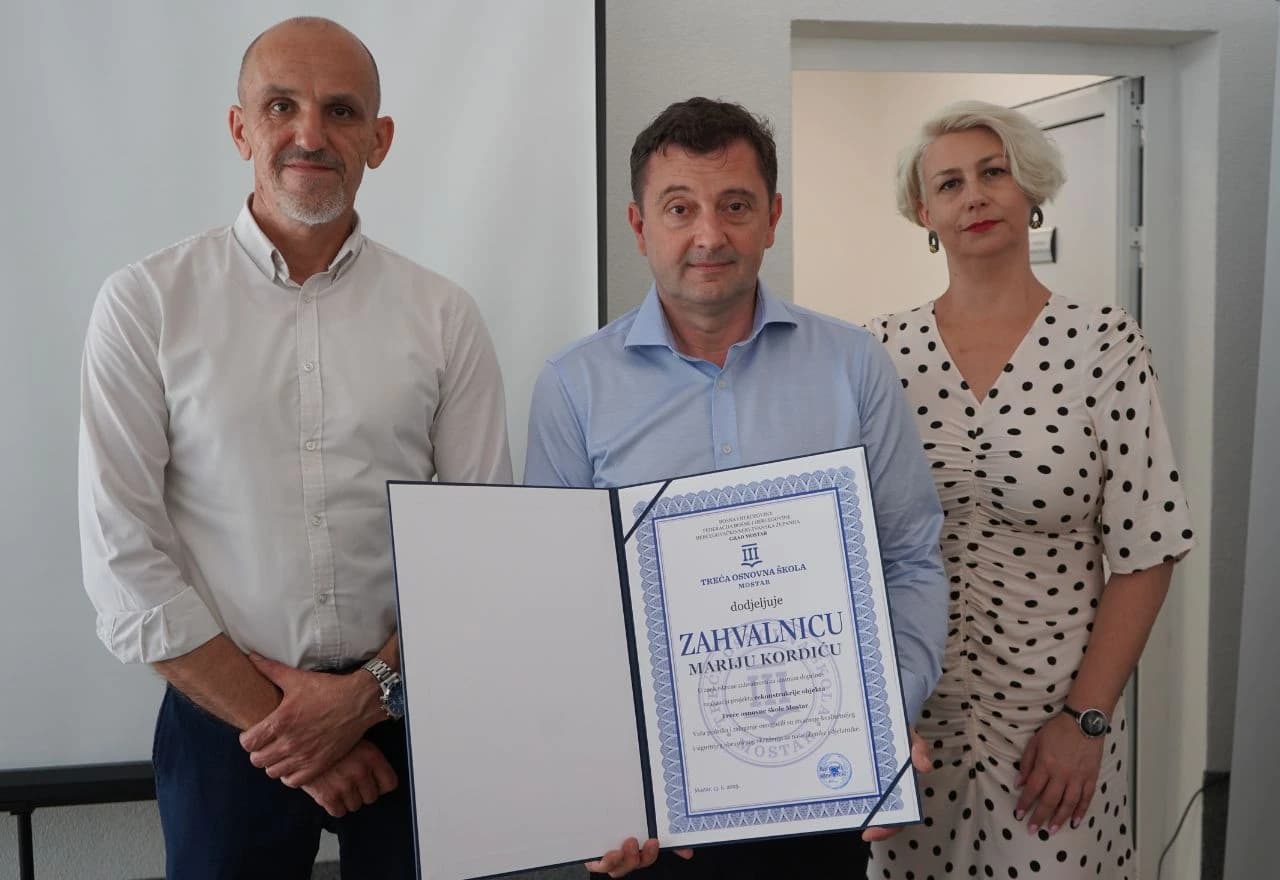 Dodjela zahvalnica Treća osnovna škola Mostar
