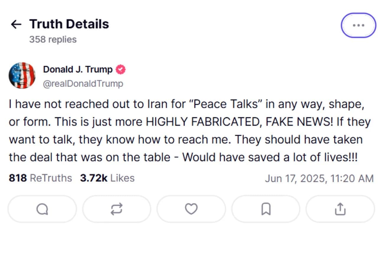 Objava Donald Trumpa na društvenoj mreži Truth Social