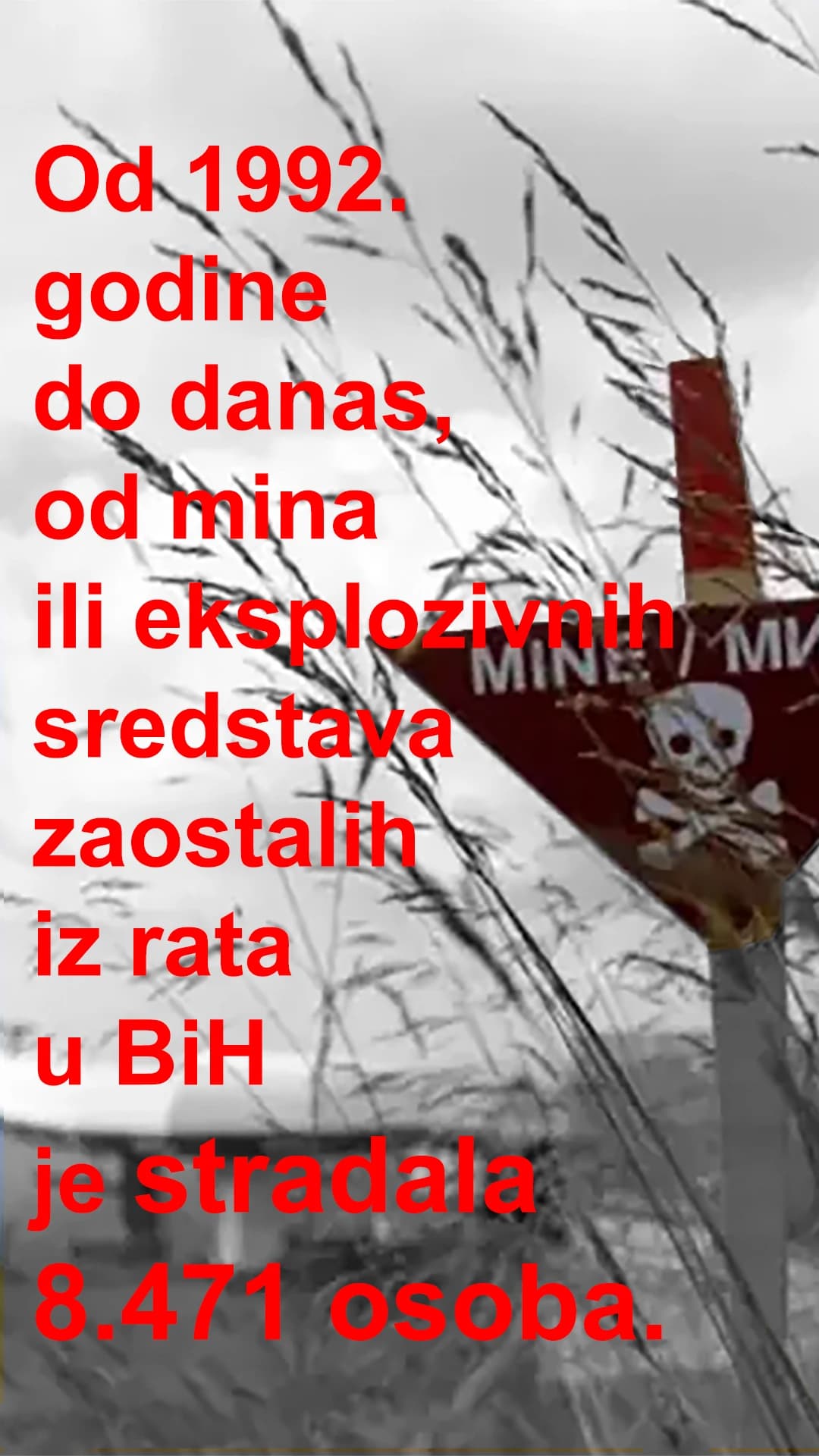 Broj nastradalih od minu u BiH od 1992. do danas