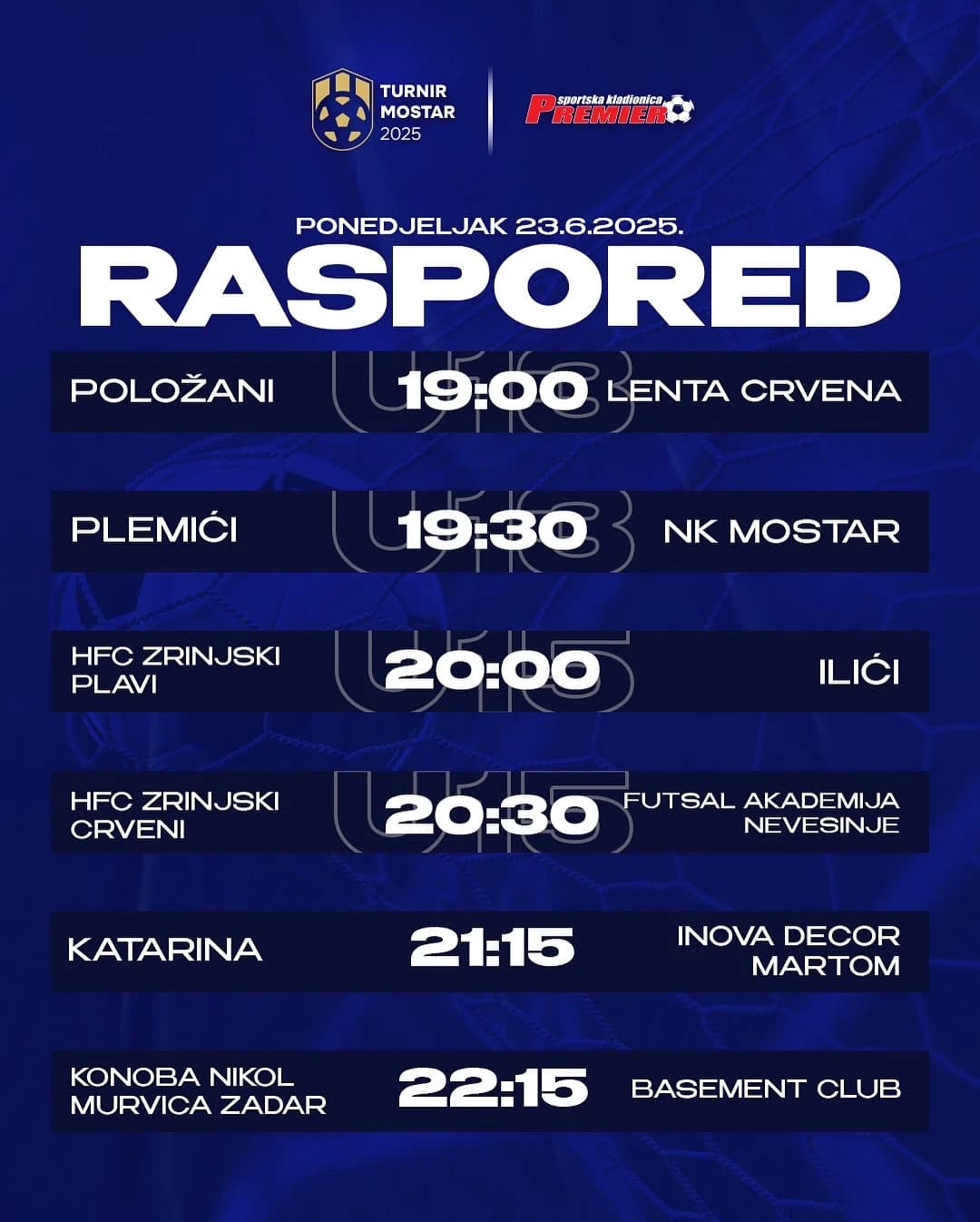 Večerašnji raspored utakmica