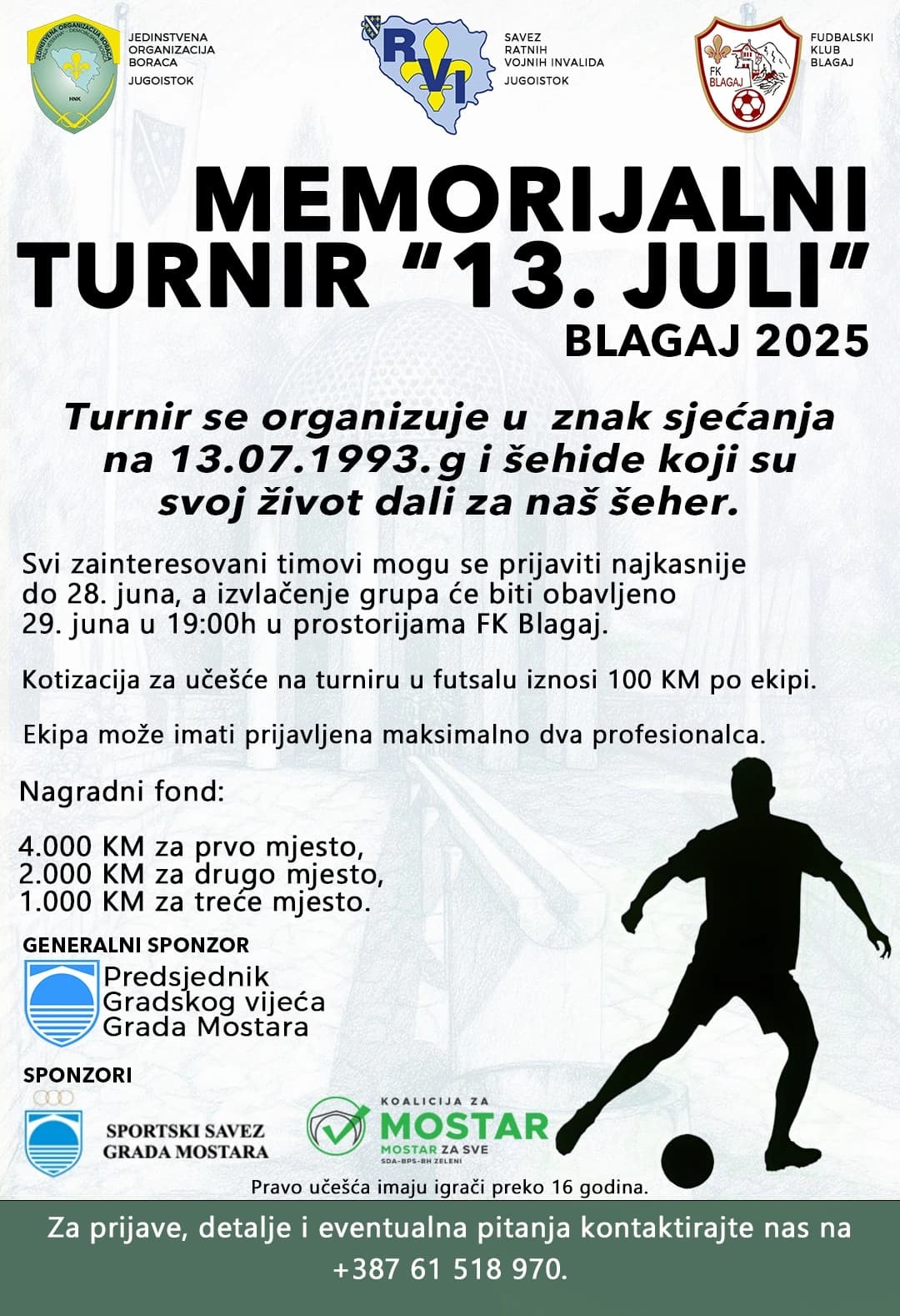 Memorijalni turnir „13. juli” u Blagaju: Sportski događaj u čast šehidim