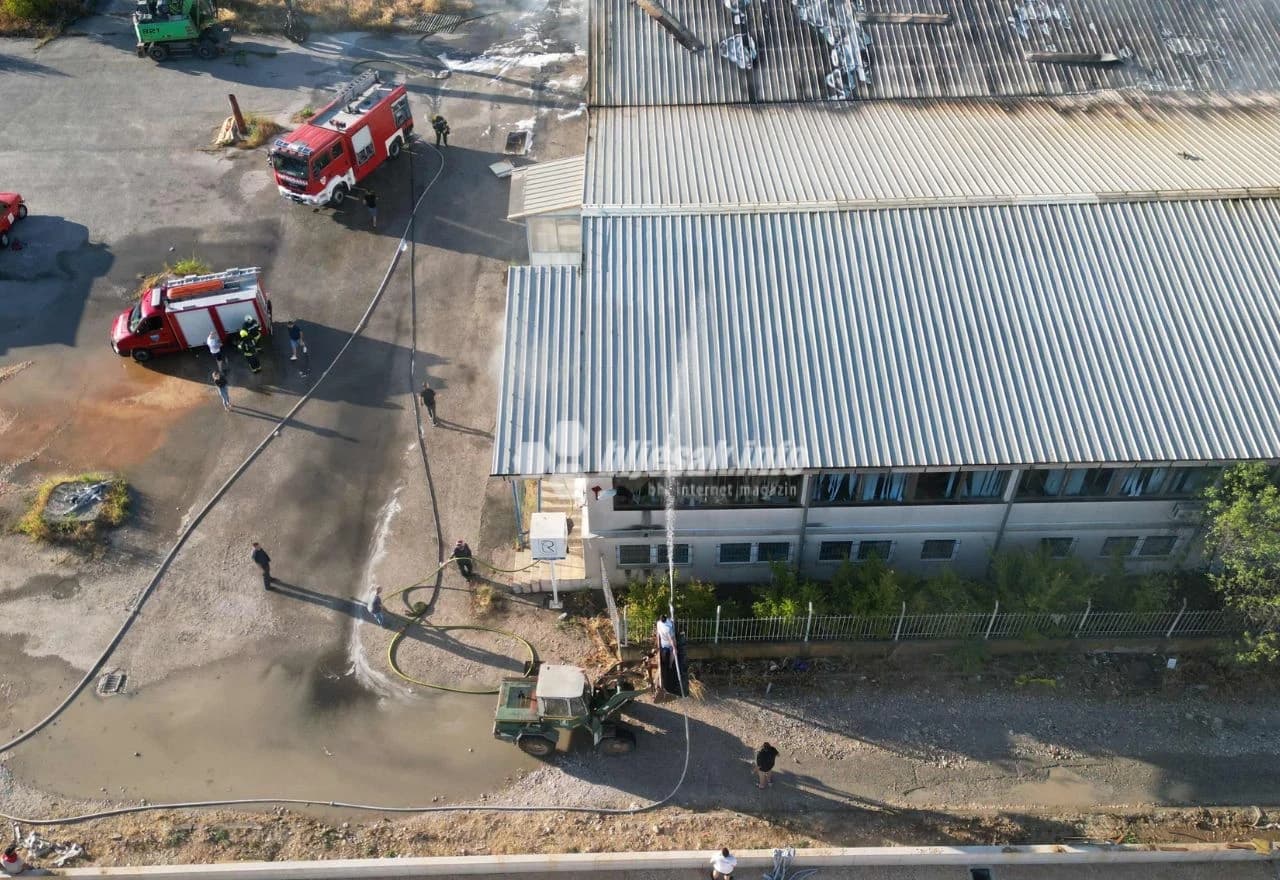 Pogled iz zraka, požar u tvrtki Interkomerc Mostar