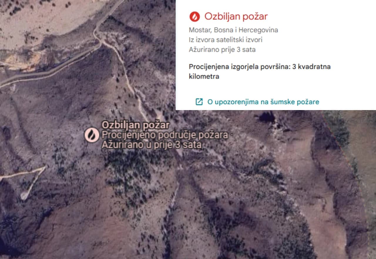 Obavijest o požaru u Mostaru