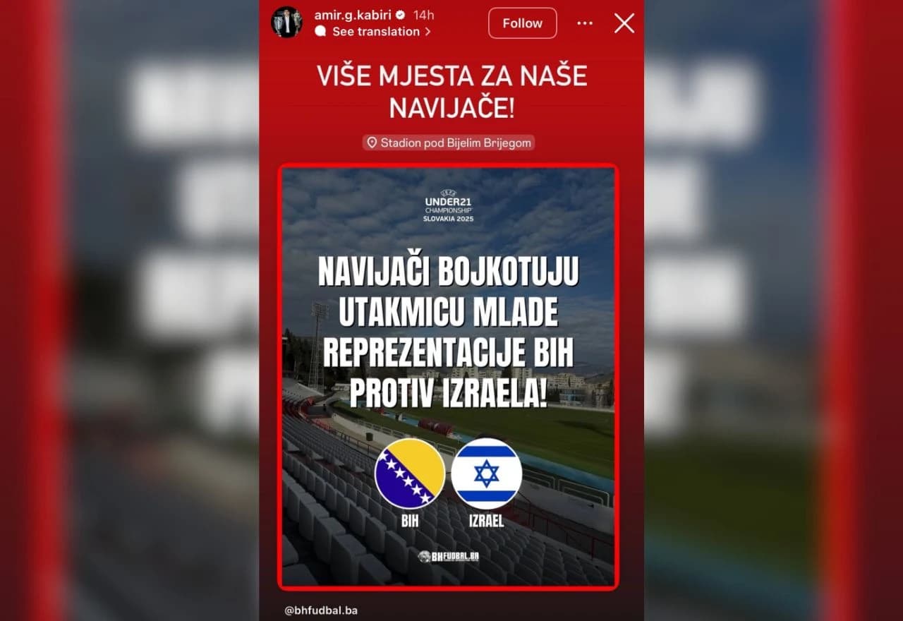 Mostar u fokusu: Poziv na bojkot susreta BiH i Izraela izazvao reakcije