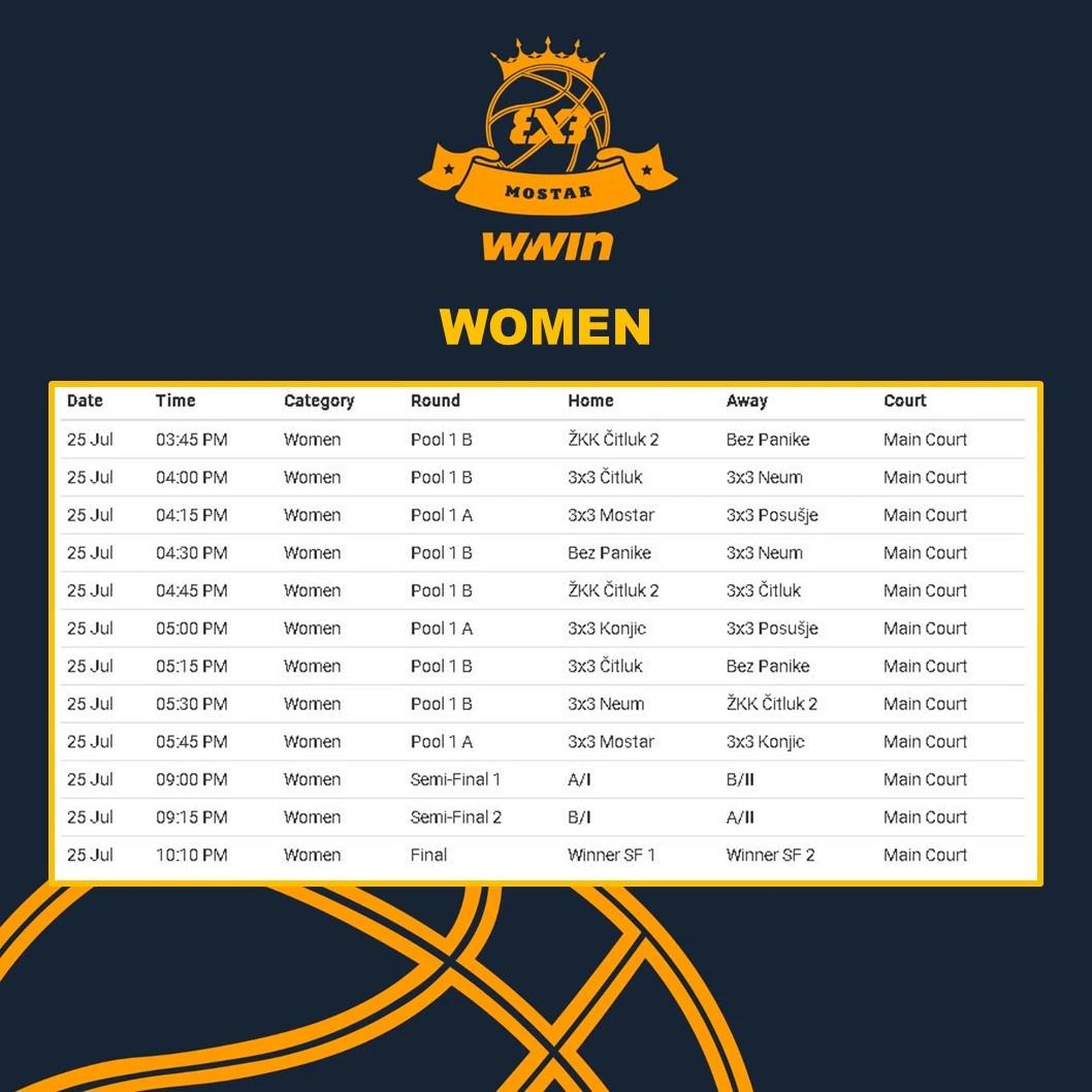 Satnica za ženski turnir