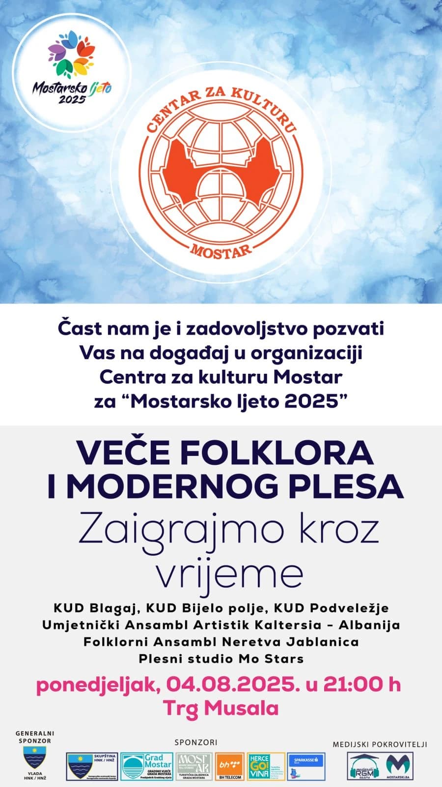 Folklor i moderni ples večeras na Musali u Mostaru