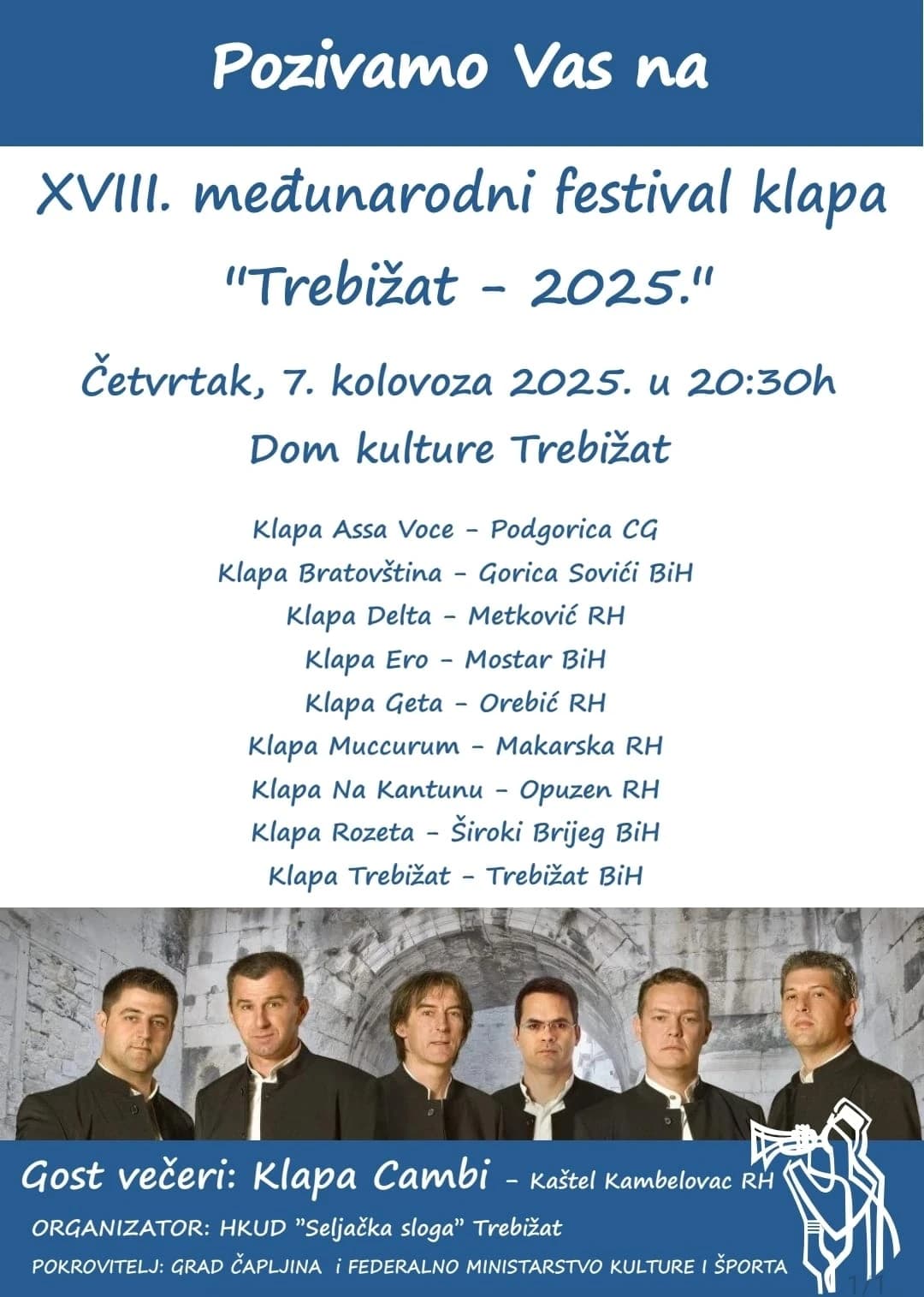 18. Međunarodni festival klapa "Trebižat 2025."