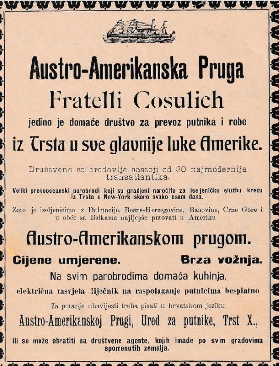 Oglas za putovanje u Ameriku