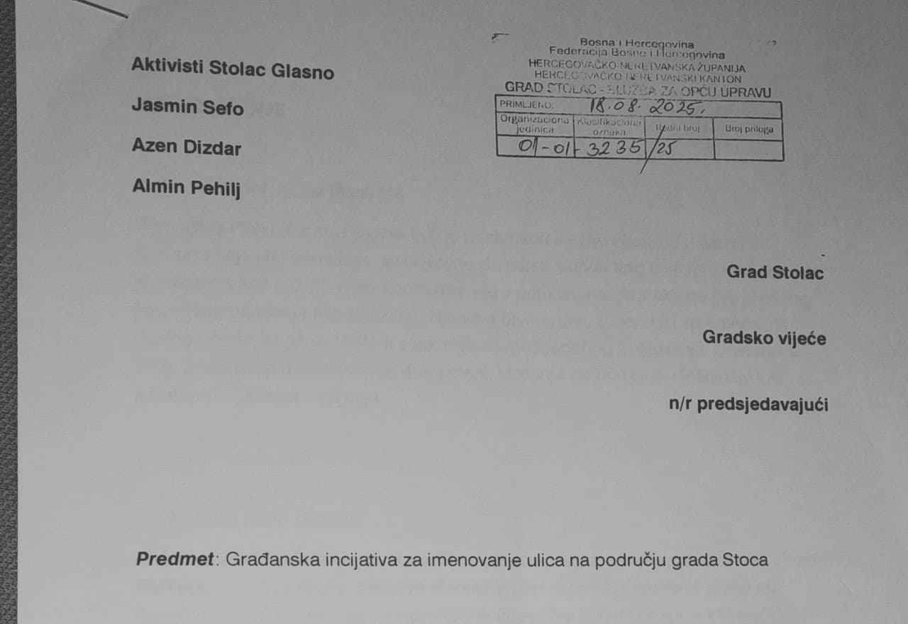 Inicijativa za promjenu naziva ulica u Stocu
