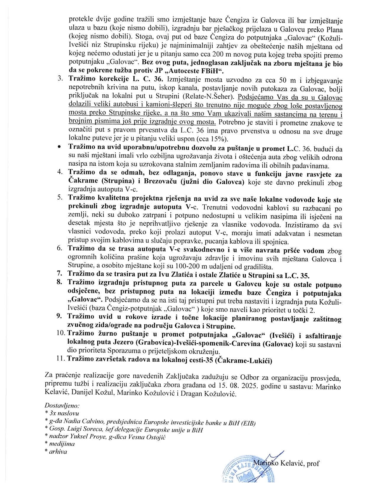 Zahtjevi mještana MZ "Radojčići"