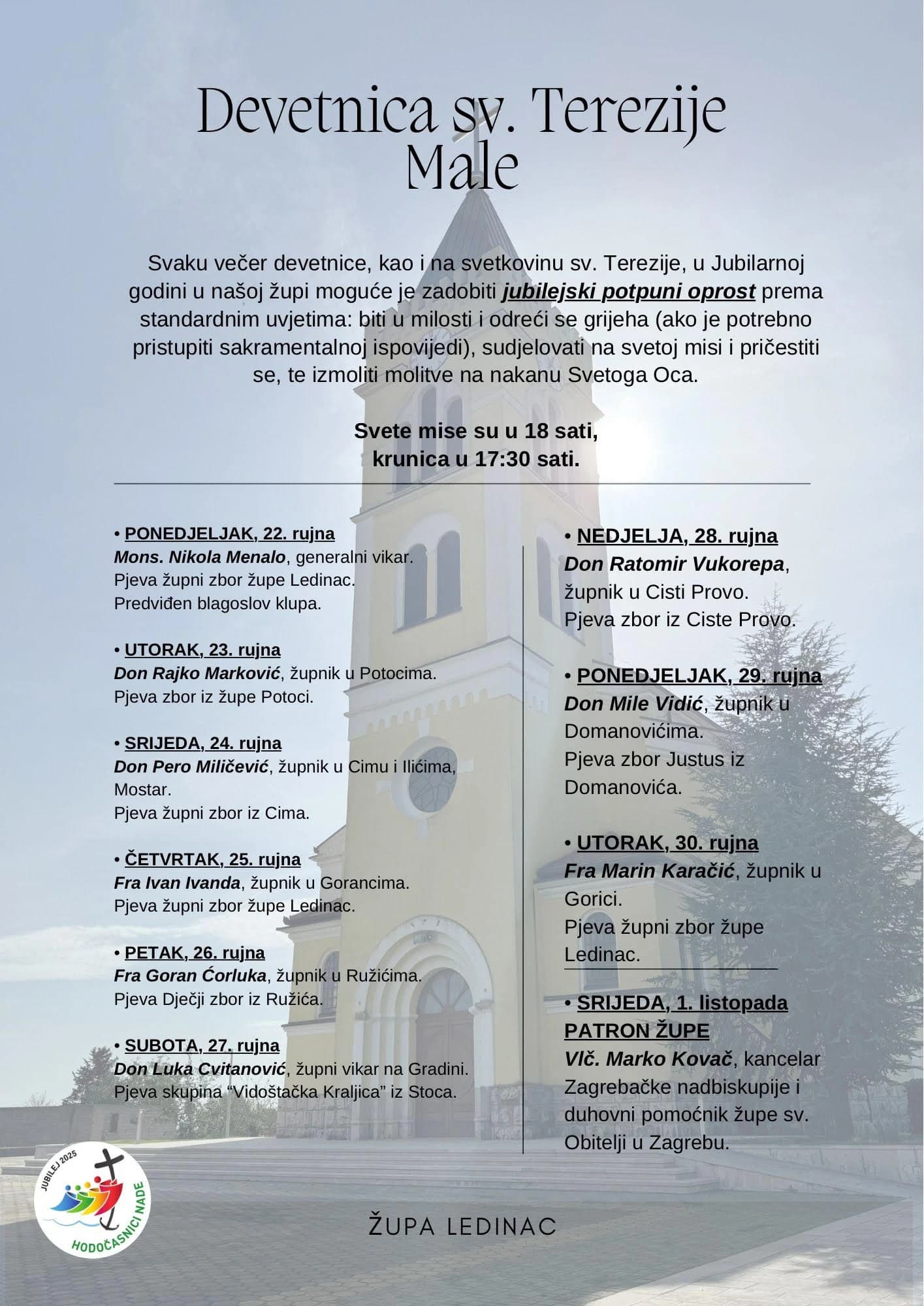 Najava devetnice u župi Ledinac