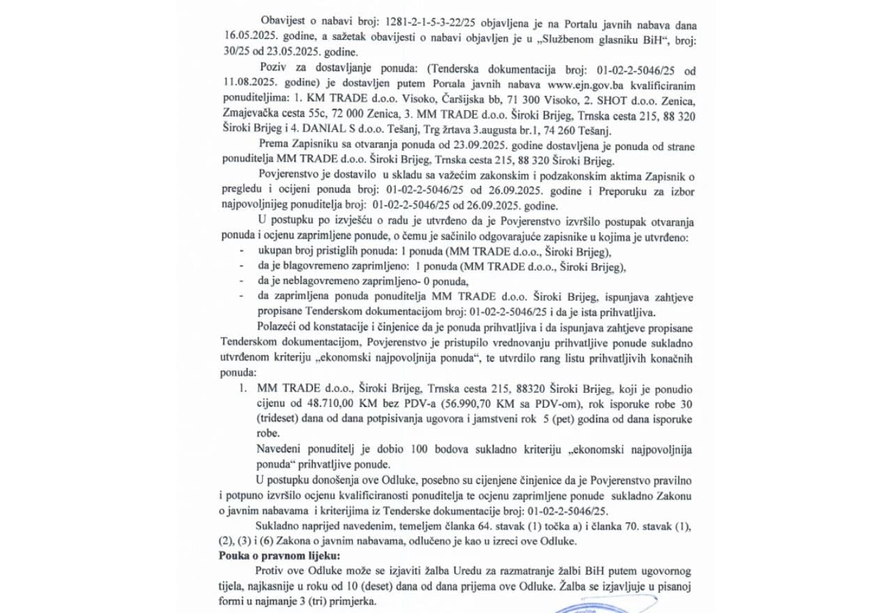 Nabava pištolja MUP-a HNŽ