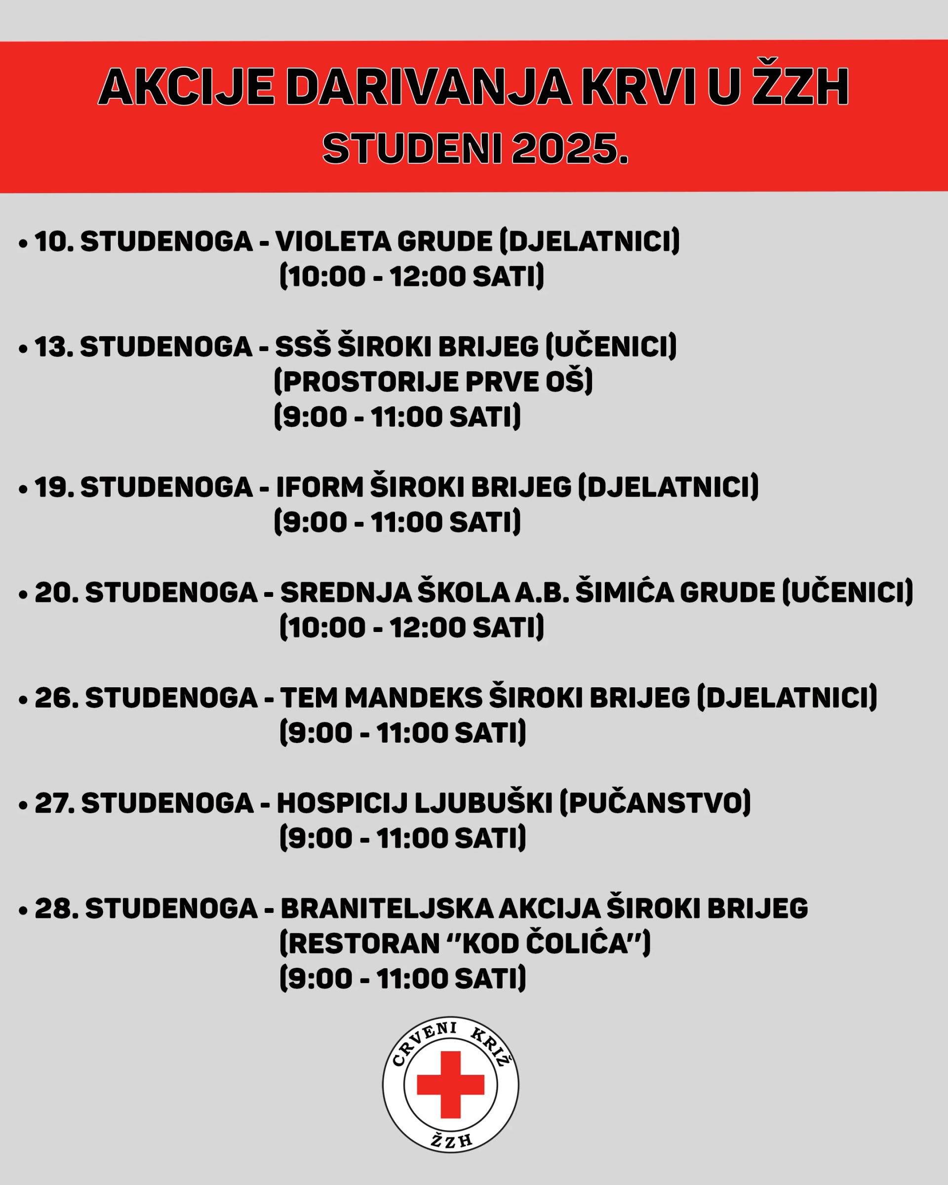 Raspored darivanja krvi