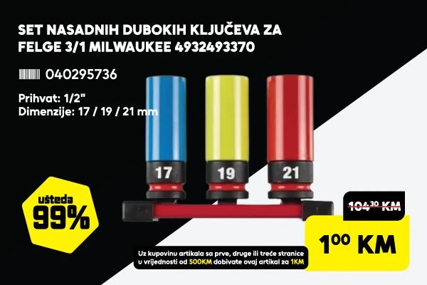 Set nasadnih ključeva za felge 3/1 MILWAUKEE