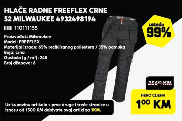 Hlače radne Freeflex crne 52 MILWAUKEE