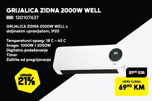 Grijalica zidna 2000W Well