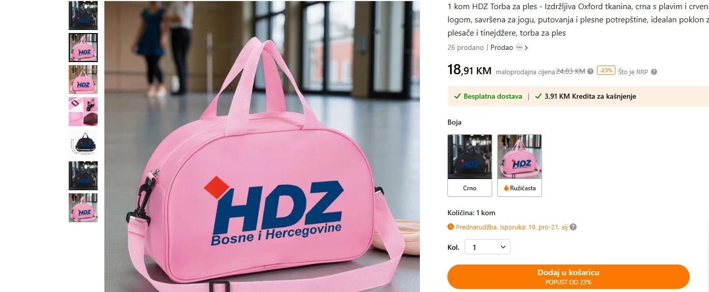 HDZ torbica osvanula na Temu platformi