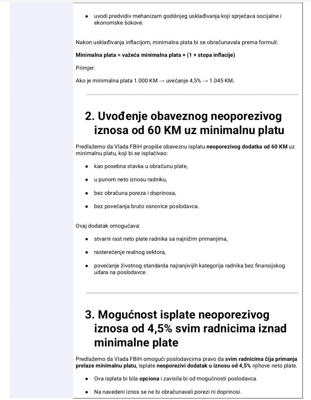 Prijedlog UMSP FBiH za rast minimalne plaće