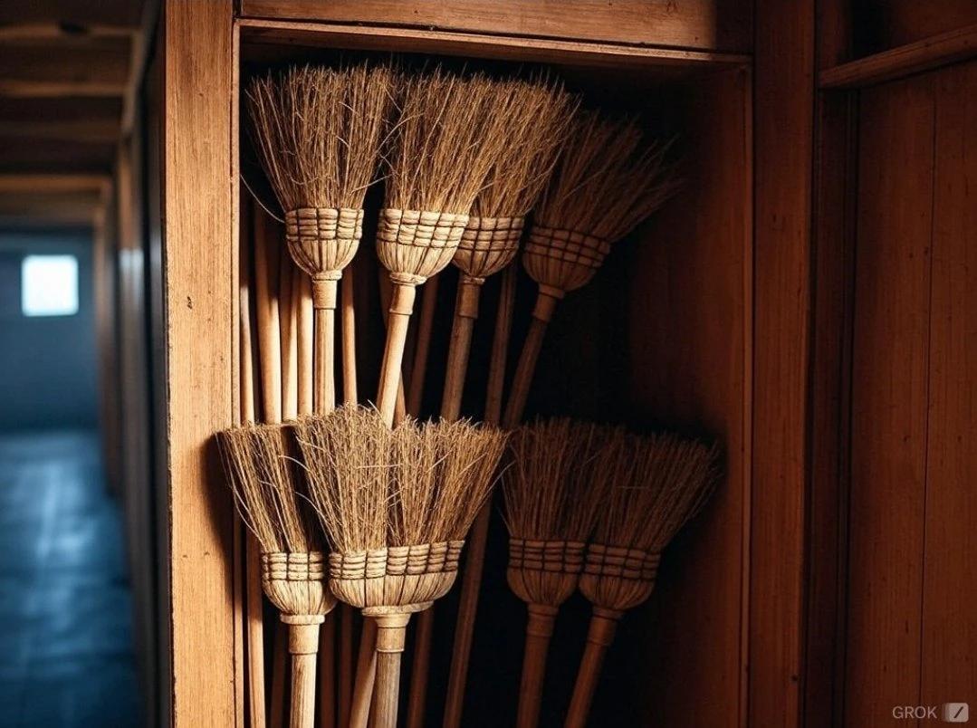 Skrivanje metli u ormaru