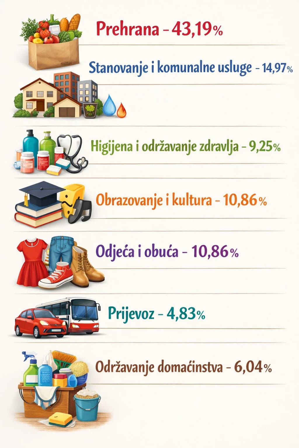 Kategorije koje čine potrošačku korpu