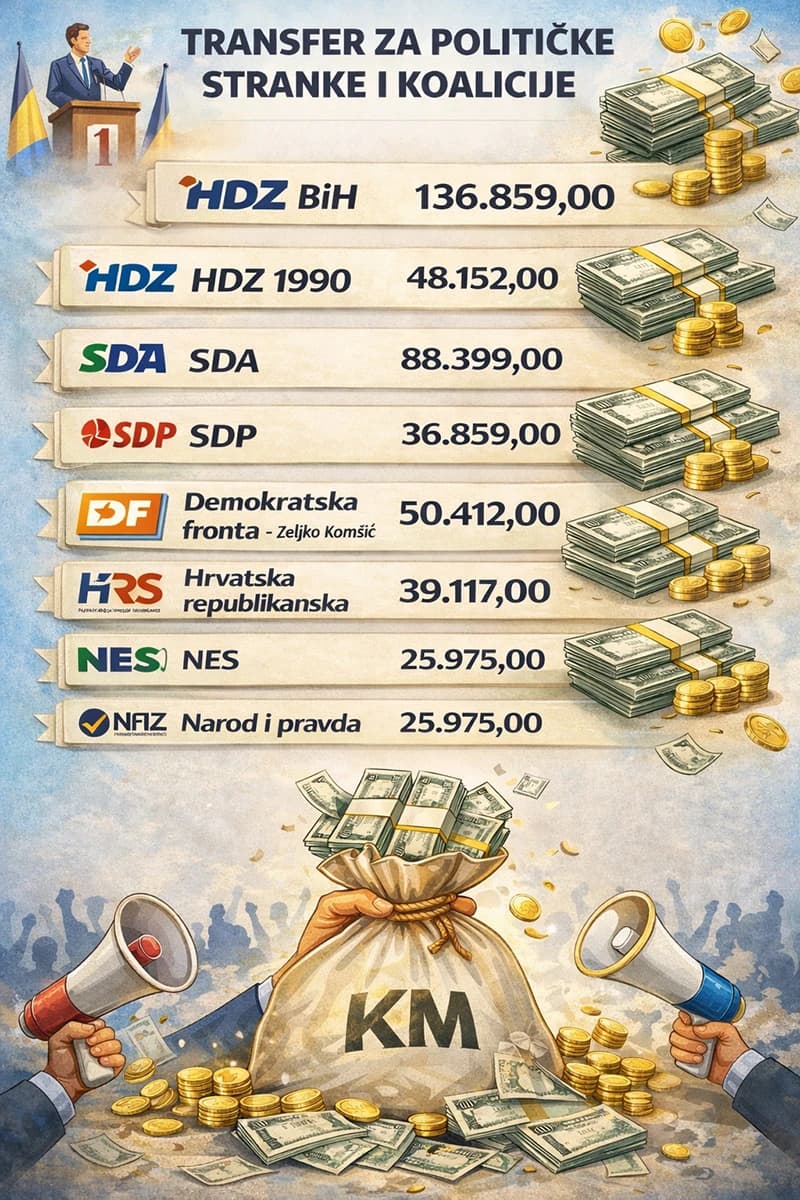 Novac za stranke iz proračuna HNŽ-a