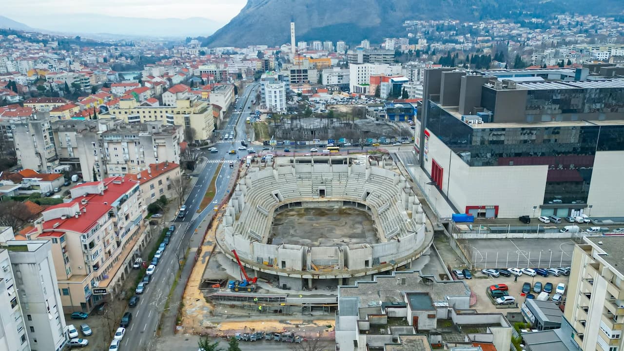 Sportska dvorana u Mostaru u izgradnji 2026. godine