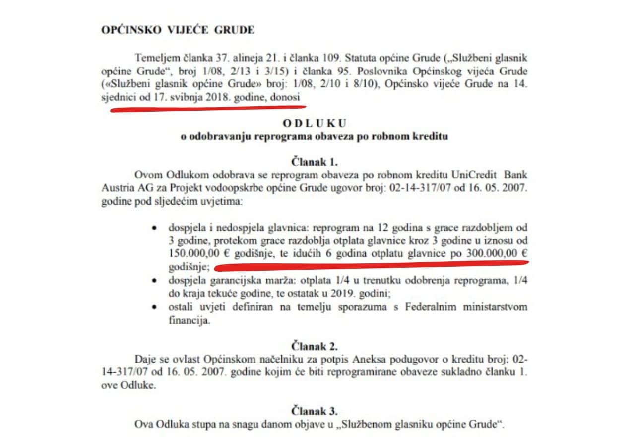 Odluka o reprogramiranju kredita iz 2018. godine