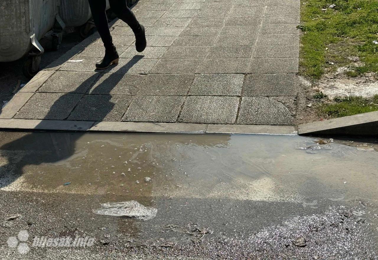 Izlijevanje vode na pješačkom prijelazu u Zagrebačkoj ulici