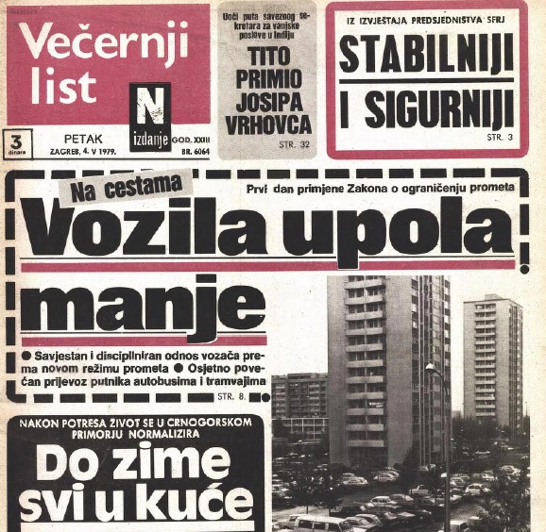 Naslovnica Večernjaka iz 1979.