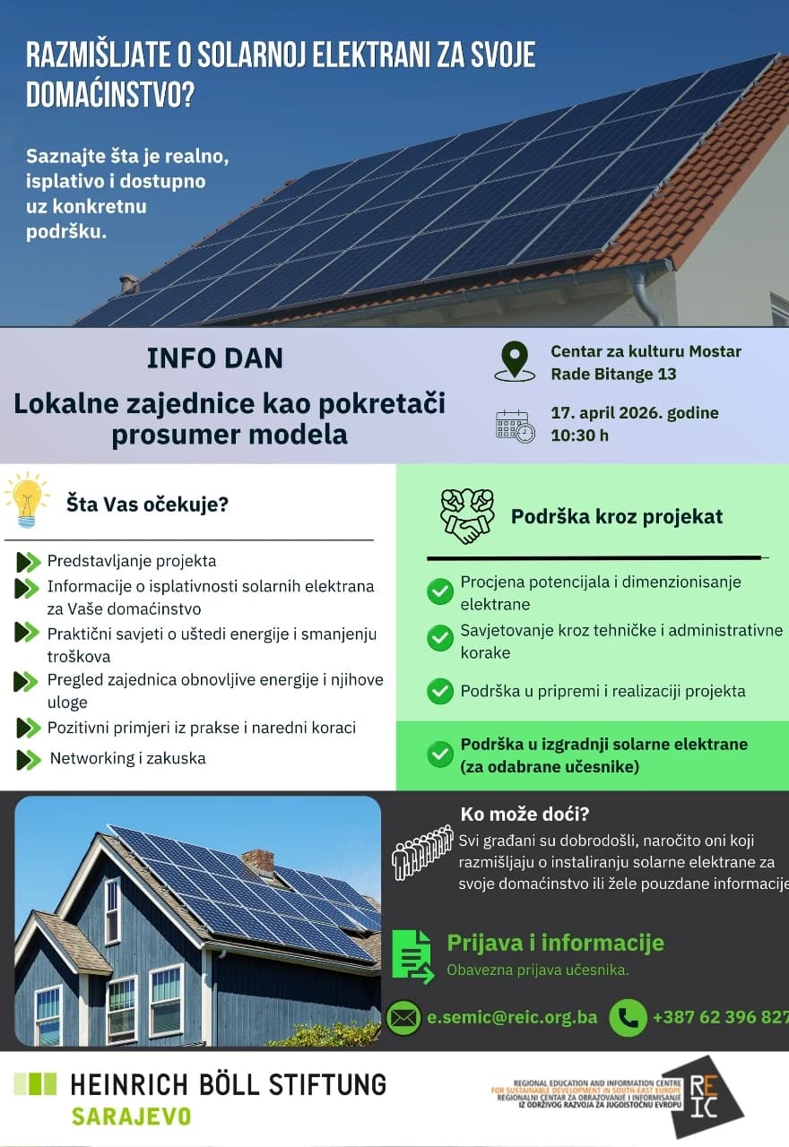 Info dan u Mostaru otkriva što solarna energija stvarno donosi kućanstvima