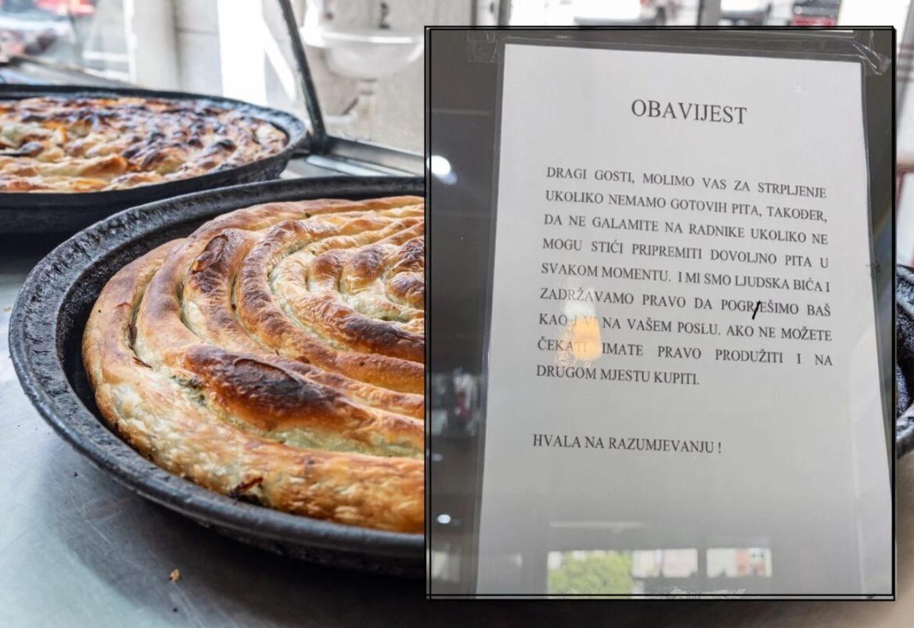 Poruka zalijepljena na vratima buregdžinice u Jablanici