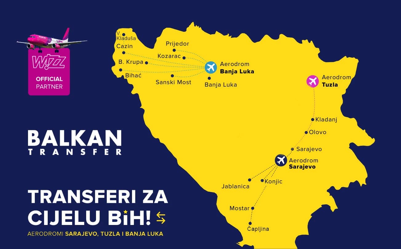 Organizirani prijevoz s Aerodroma Sarajevo do Mostara i Hercegovine usklađen s letovima