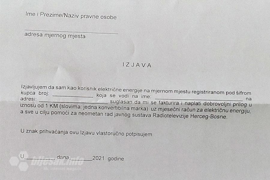 Hoćete li uplaćivati 1 KM za RTV HB?
