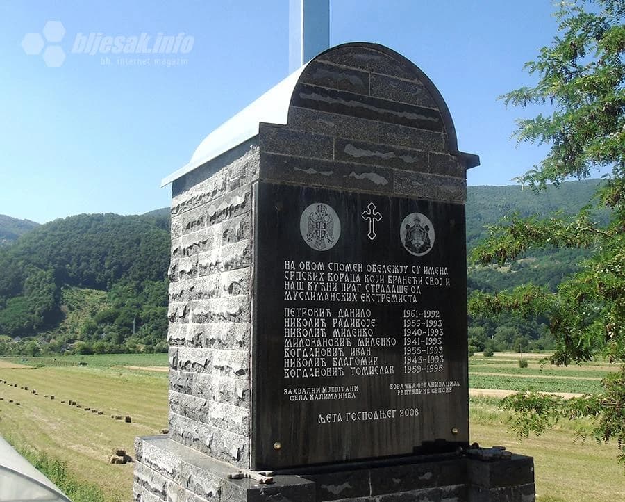 Detalj sa spomenika srpskim žrtvama u Kalimanićima
