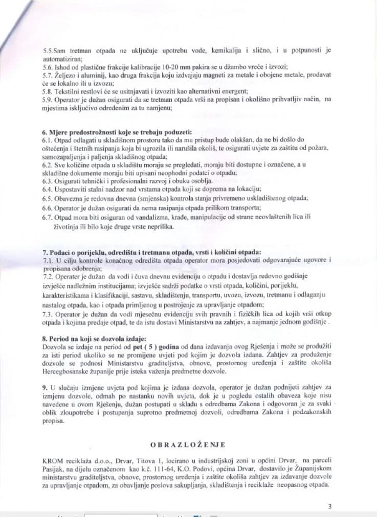 Dokument vezan za sporni otpad u Drvaru